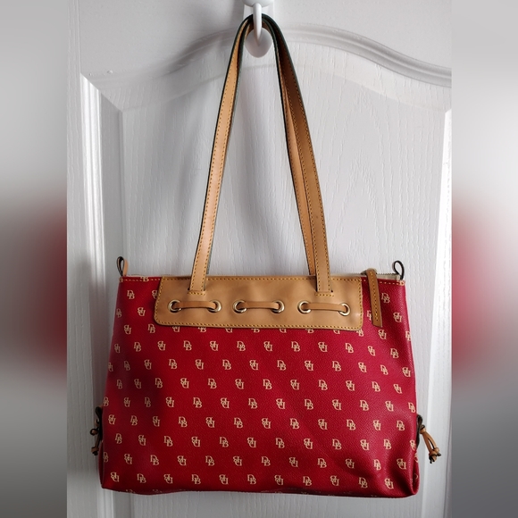 Dooney & Burke Red Signature Coated Canvas with Leather Handles and Trim. - Picture 2 of 15